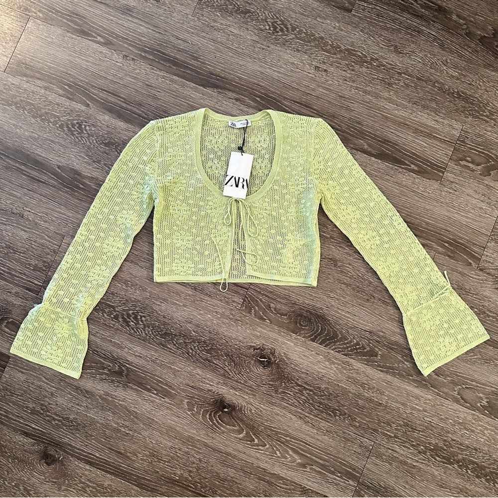 Zara lime cropped cardigan
